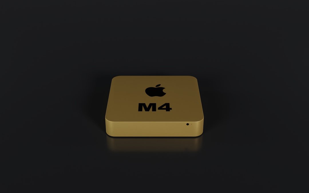 an apple product is shown on a black surface