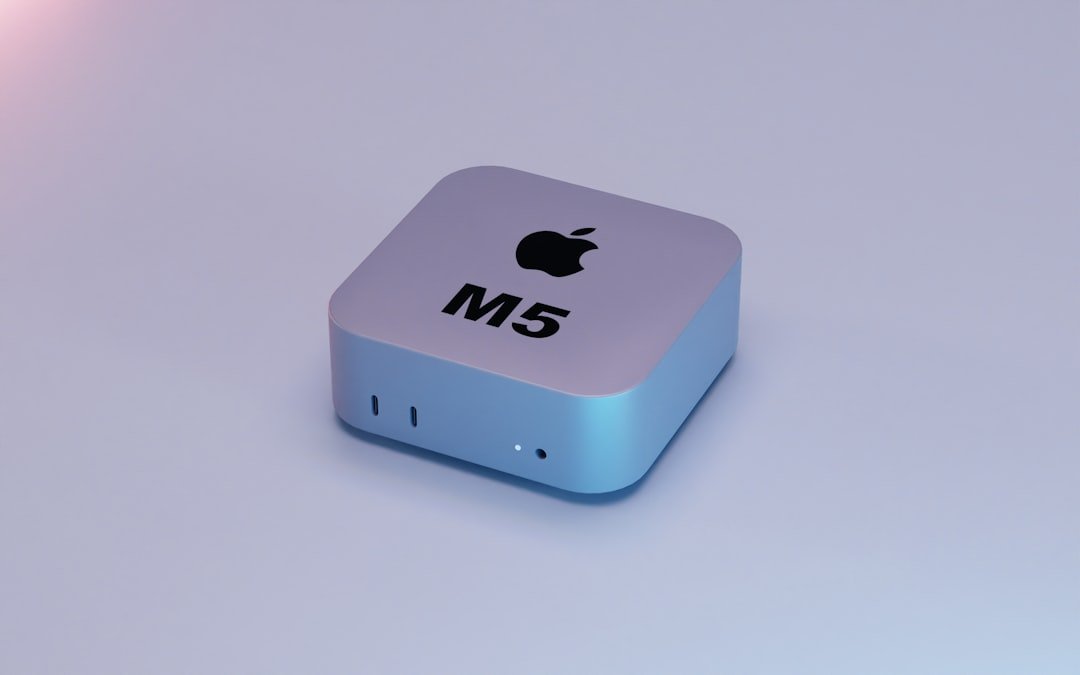 Apple m5 computer on a light background