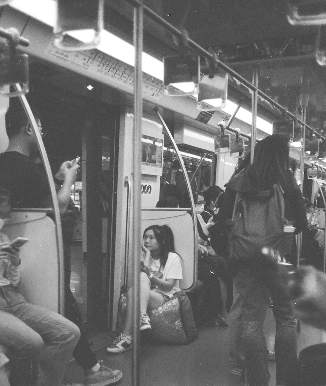 People inside a crowded subway car