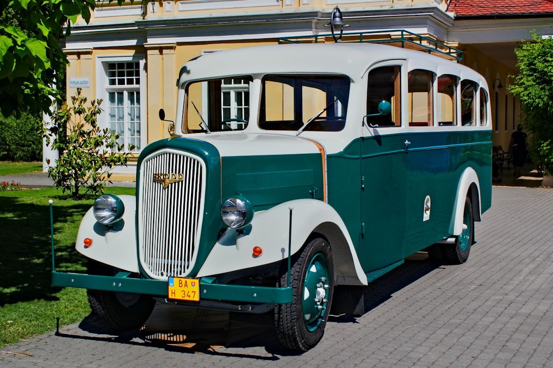 green and white vintage car on road during daytime
