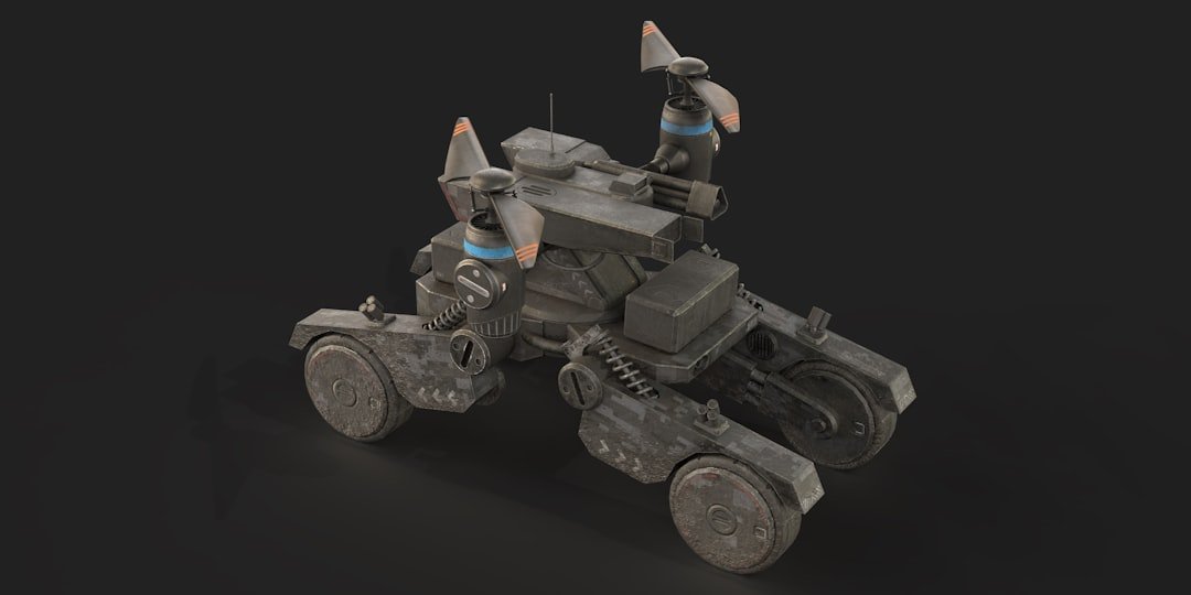 A small toy vehicle with two people on top of it