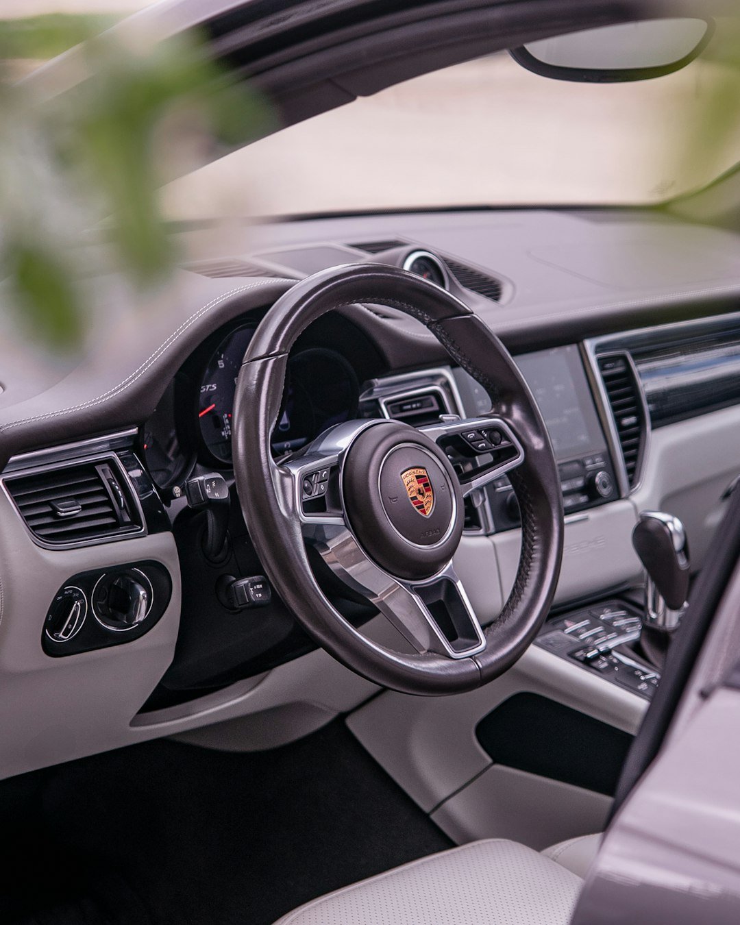 Interior view of a luxury porsche car.