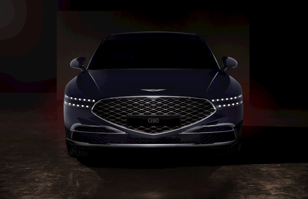 a black car with a silver grill