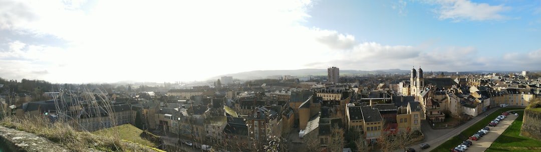 a panoramic view of a city with tall buildings