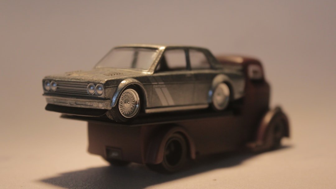 a toy car sitting on top of a table