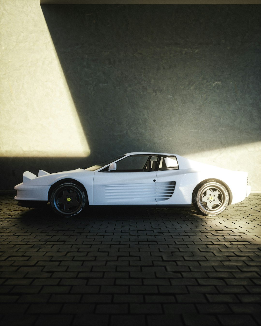 a car parked on the side of a building