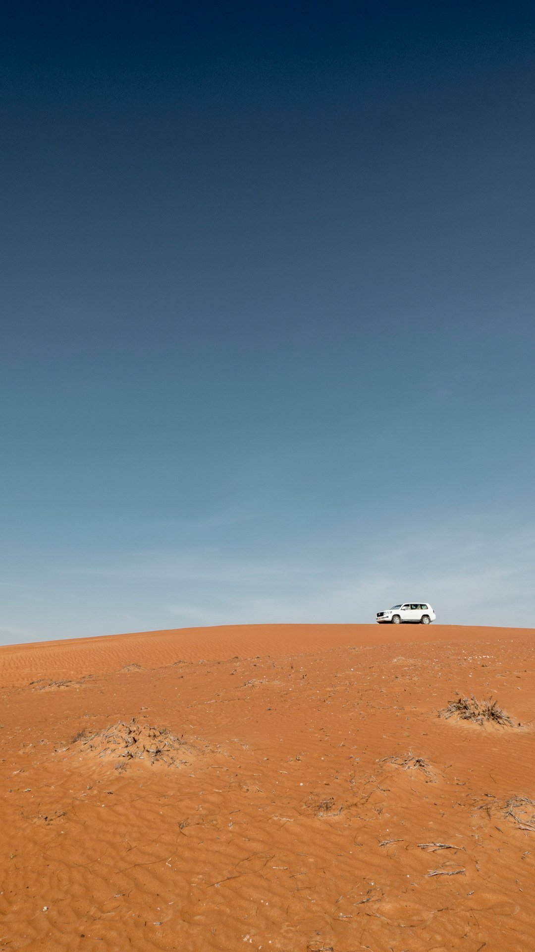 white car on brown sand under blue sky during daytime