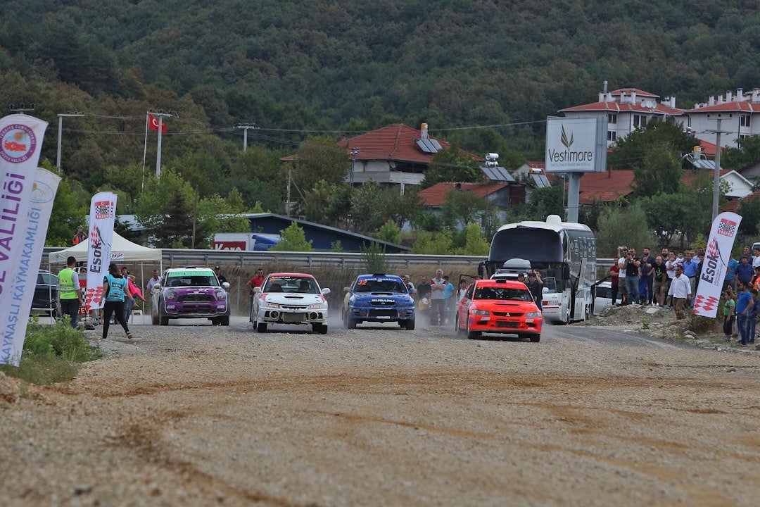 Race cars line up at the starting line